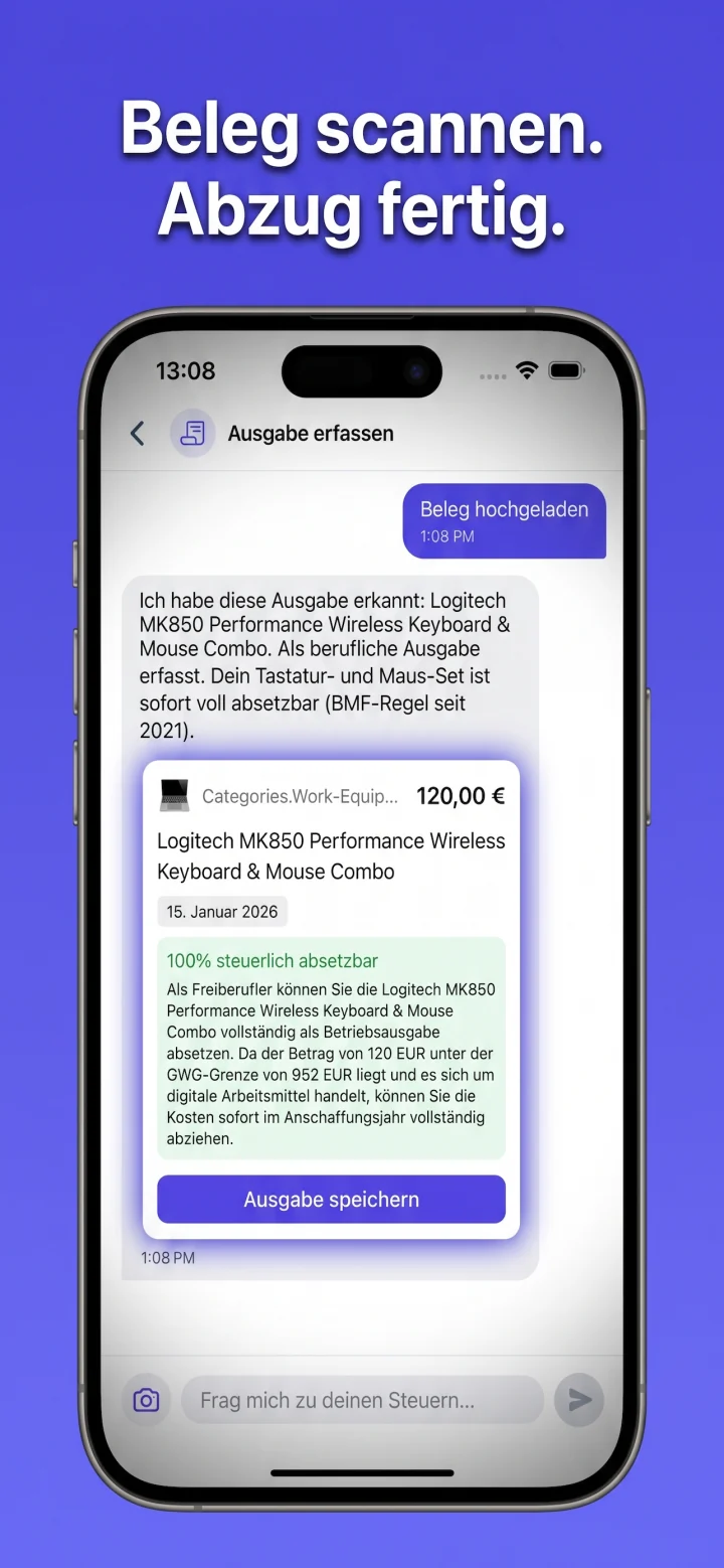 Browse-Bildschirm — durchsuchbare Liste der Steuerthemen mit Persona- und Kategorie-Filtern.